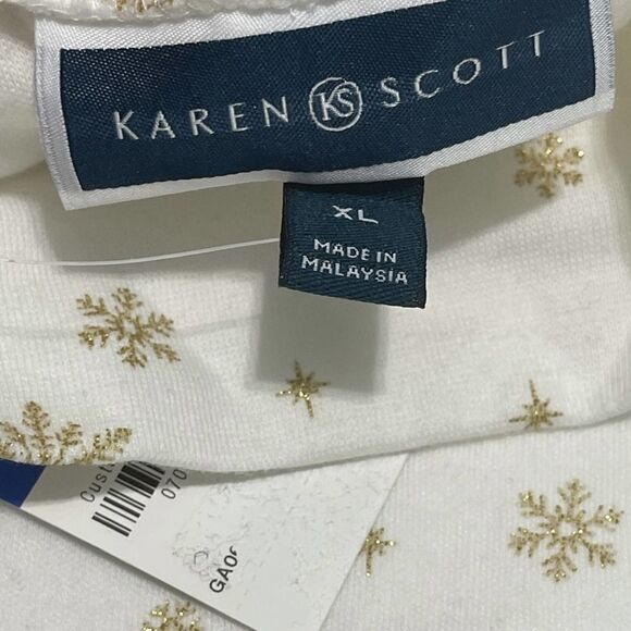 Karen Scott Snowflake Mock‎ Neck Top White XL - Picture 9 of 12